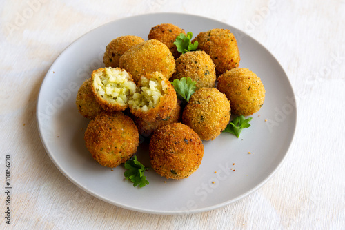 Deep Fried Risotto Balls with herbs