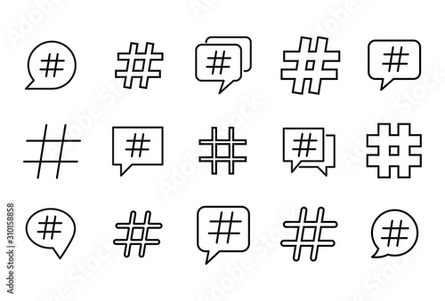 Icon set of hashtag.