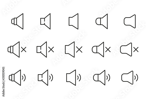 Icon set of mute.