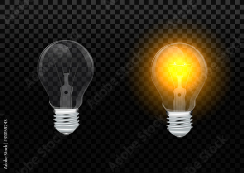 Vector realistic set with incandescent lamps