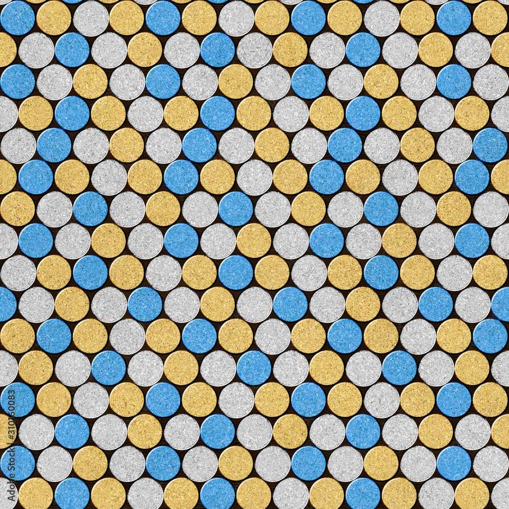 Decorative pattern of wine bottles corks - seamless background - Interior Design wallpaper - wall panel pattern - white-yellow-blue color Decorative pattern of wine bottles corks - seamless background - Interior Design wallpaper - wall panel pattern - white-yellow-blue color