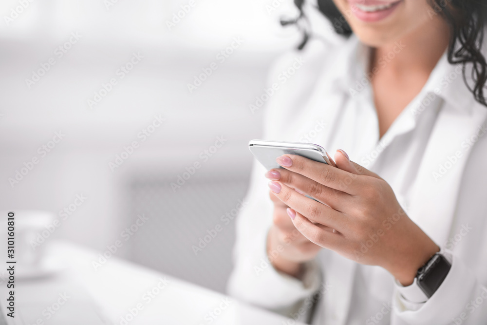 Unrecognizable latin girl writing message on line Unrecognizable latin girl writing message on line