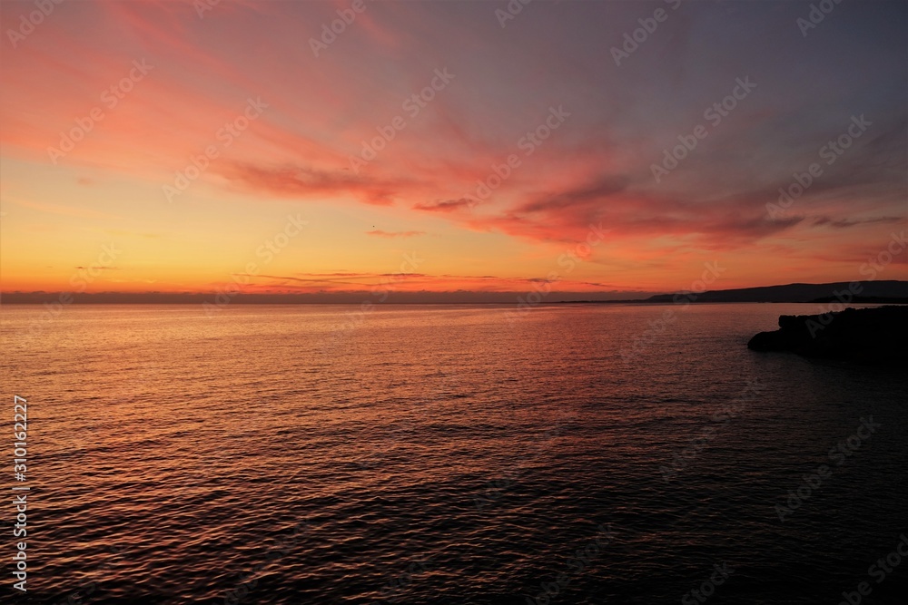 Beautiful red sunset in the sea Beautiful red sunset in the sea