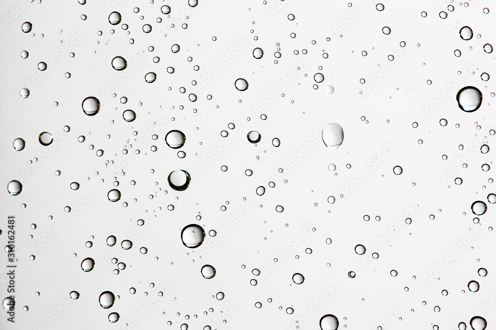 white isolated background water drops on the glass / wet window glass with splashes and drops of water and lime, texture autumn background white isolated background water drops on the glass / wet window glass with splashes and drops of water and lime, texture autumn background