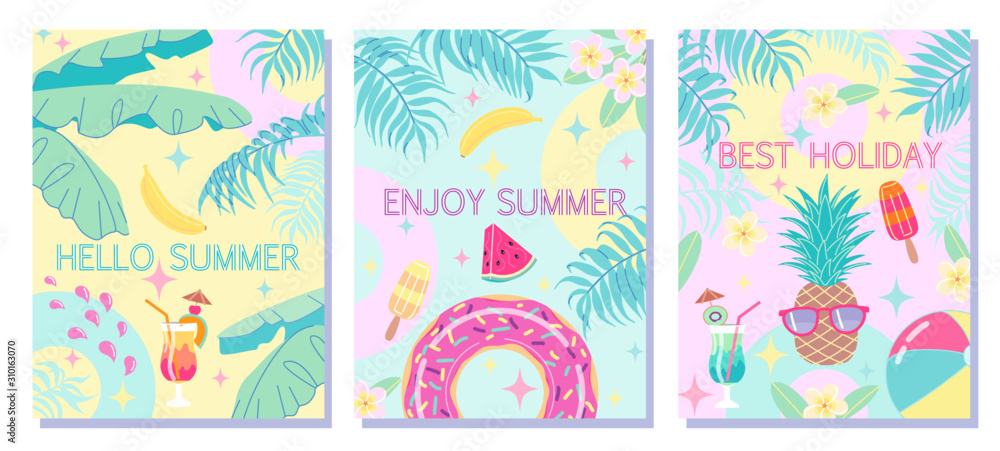 Colorful Summer Backgrounds Banner Set