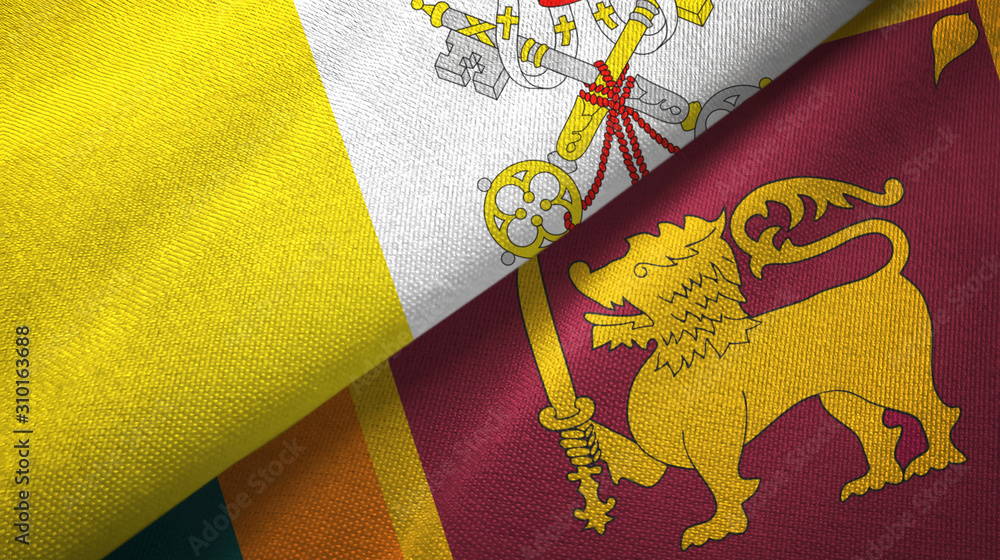 Vatican and Sri Lanka two flags textile cloth, fabric texture Vatican and Sri Lanka two flags textile cloth, fabric texture