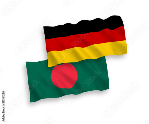 Flags of Bangladesh and Germany on a white background