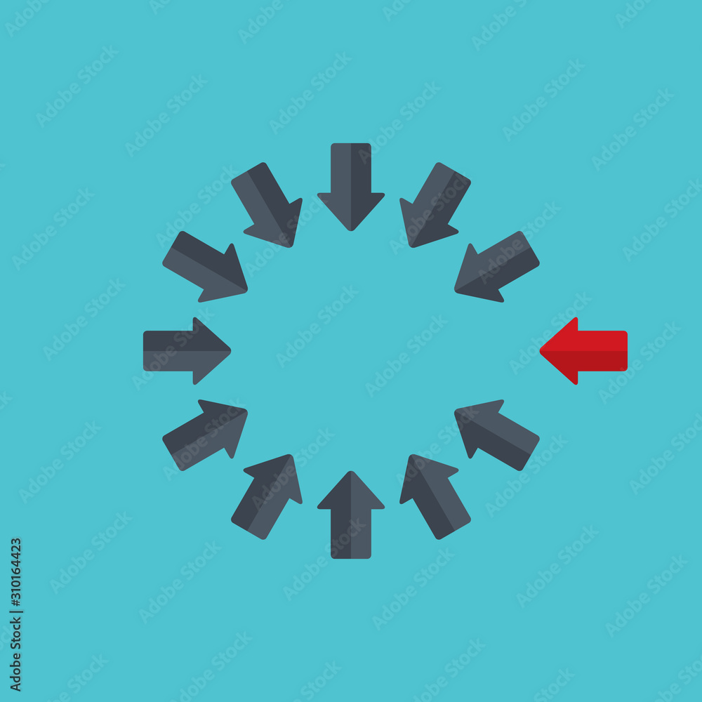 Red Arrow Standing Out From The Crowd, Vector Red Arrow Standing Out From The Crowd, Vector