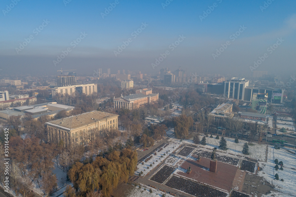 Smog over Bishkek, Kyrgyzstan