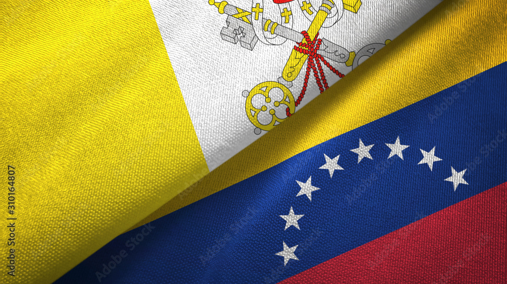 Vatican and Venezuela two flags textile cloth, fabric texture Vatican and Venezuela two flags textile cloth, fabric texture