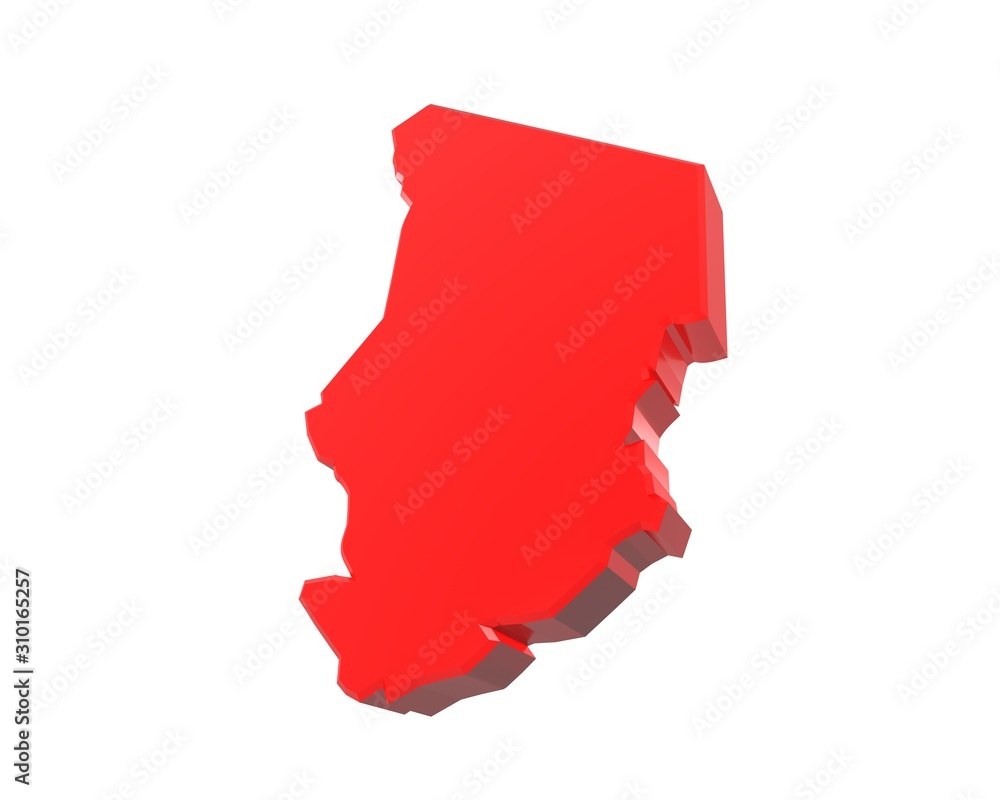 3d illustration map of chad 3d illustration map of chad