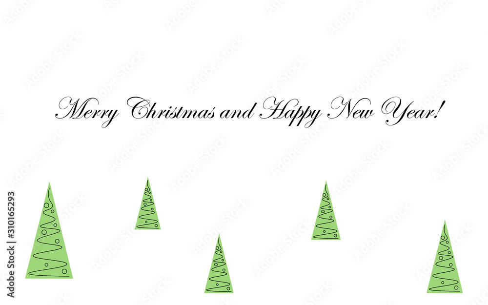 Christmas card with tree, vector illustration