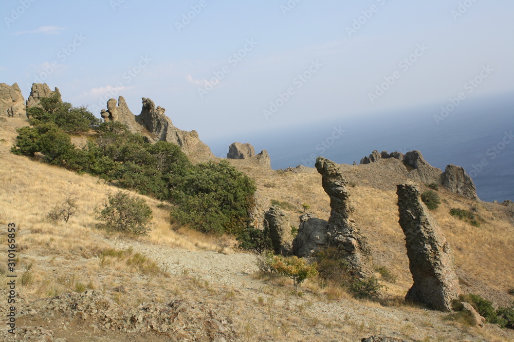 landscape with rocks and blue sky