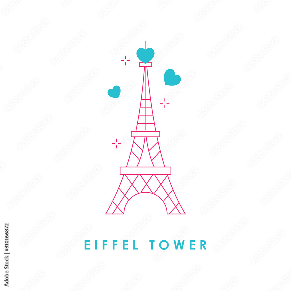  Eiffel tower line icon