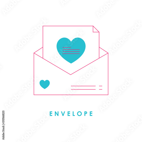  Open envelope with hearts line icon