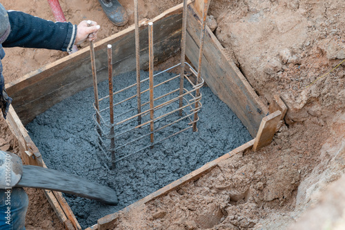 pouring the ceiling at the construction site photo