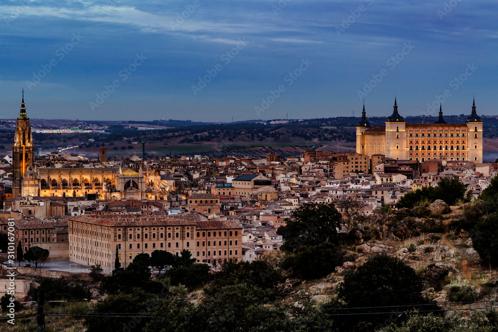 Cathedral and Alcazar of Toledo, Spain.