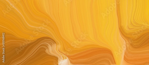 colorful horizontal banner. abstract waves illustration with golden rod, vivid orange and dark golden rod color