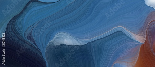 colorful horizontal banner. modern waves background design with teal blue, ve...
