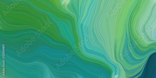elegant curvy swirl waves background illustration with medium sea green, sea green and dark sea green color. can be used as wallpaper, background or texture © Eigens