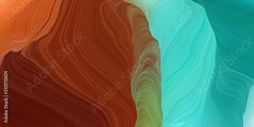modern soft curvy waves background illustration with chocolate, medium turquoise and coffee color. can be used as wallpaper, background or texture