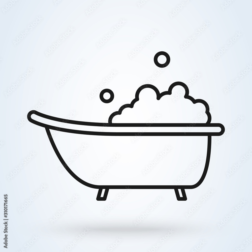 clean bathroom and bubble. line vector modern icon design illustration. clean bathroom and bubble. line vector modern icon design illustration.
