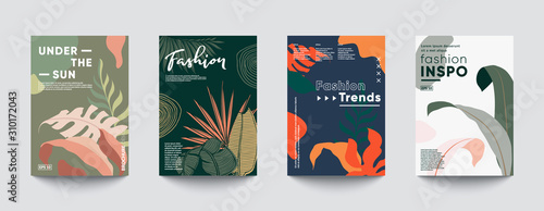 Tropic minimal cover templates. Wedding Invitation cards. Trendy fashion design. Eps10 vector. 