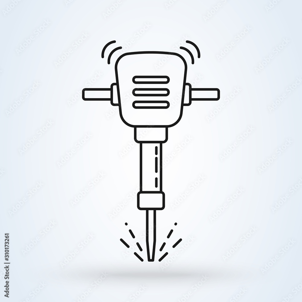 Jackhammer line, modern icon design illustration. Jackhammer line, modern icon design illustration.