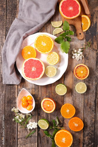 Fototapeta Naklejka Na Ścianę i Meble -  assorted of citrus fruits, orange, grapefruit, lemon