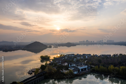 village with xianghu lake