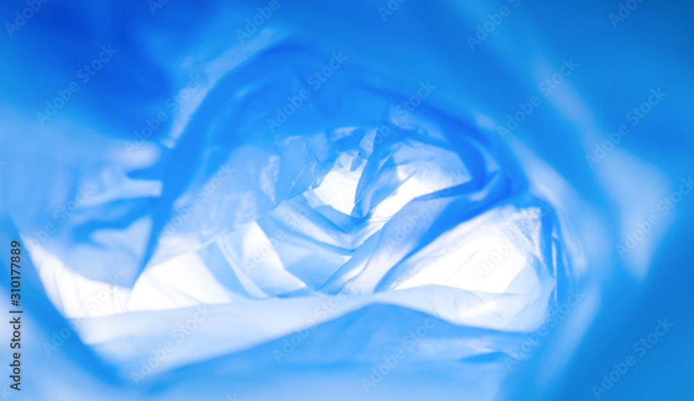 Fototapeta premium Full Frame Shot Of blue Curled Plastic Bag,