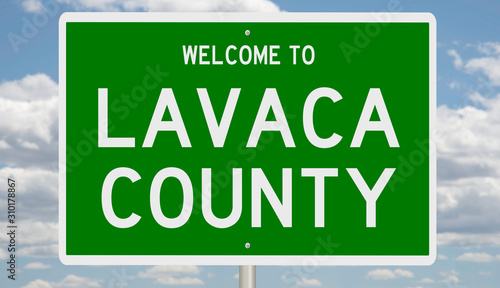 Rendering of a green 3d highway sign for Lavaca County photo