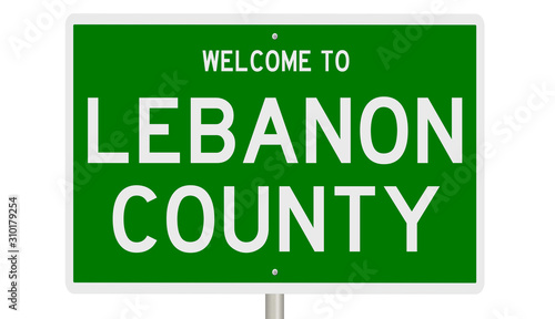 Rendering of a green 3d highway sign for Lebanon County photo