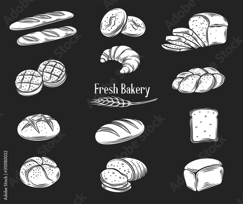Bread glyph icons set