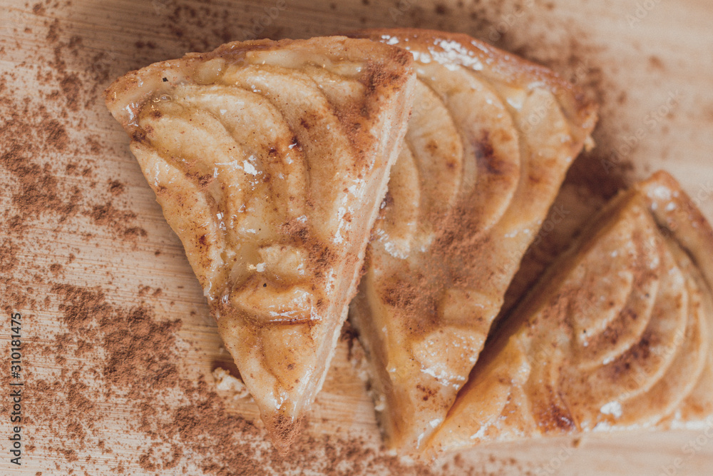 Piece of apple cake with cinnamon Piece of apple cake with cinnamon