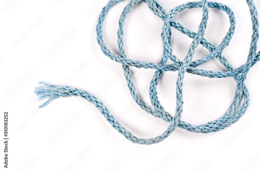 Entangled nylon rope on white background Entangled nylon rope on white background
