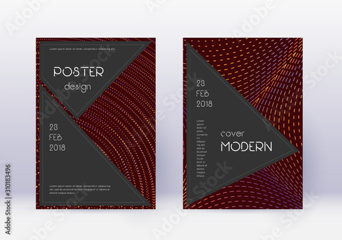 Black cover design template set. Orange abstract l