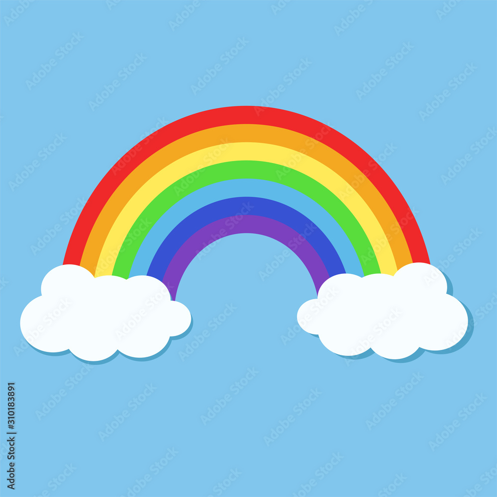 Colorful rainbow and clouds in the sky in cartoon style like element for design, stock vector illustration Colorful rainbow and clouds in the sky in cartoon style like element for design, stock vector illustration