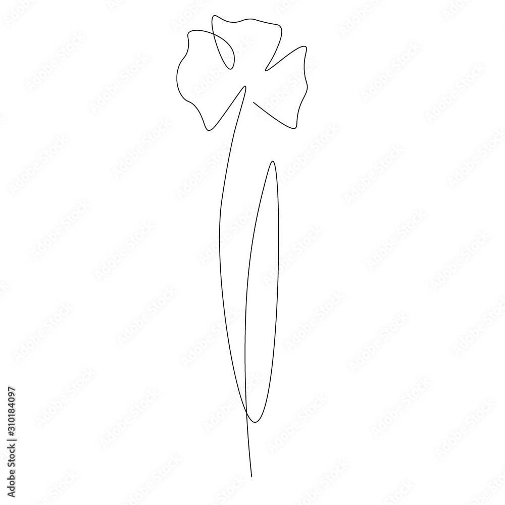 Spring flowers background. Continuous line drawing. Vector illustration