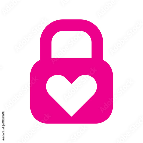 Love lock icon, vector illustration. Flat design style