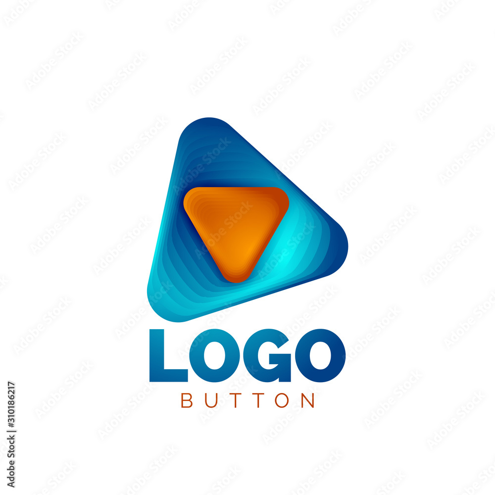 Play, arrow or download button icon, minimal design business logo template. 3d geometric bold in relief style with color blend steps effect. Vector Illustration For Wallpaper, Banner, Background, Card Play, arrow or download button icon, minimal design business logo template. 3d geometric bold in relief style with color blend steps effect. Vector Illustration For Wallpaper, Banner, Background, Card