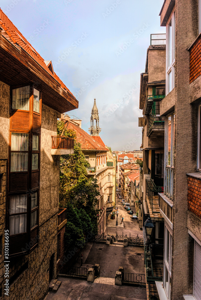 Ancient medieval streets and houses of Budapest, Hungary
