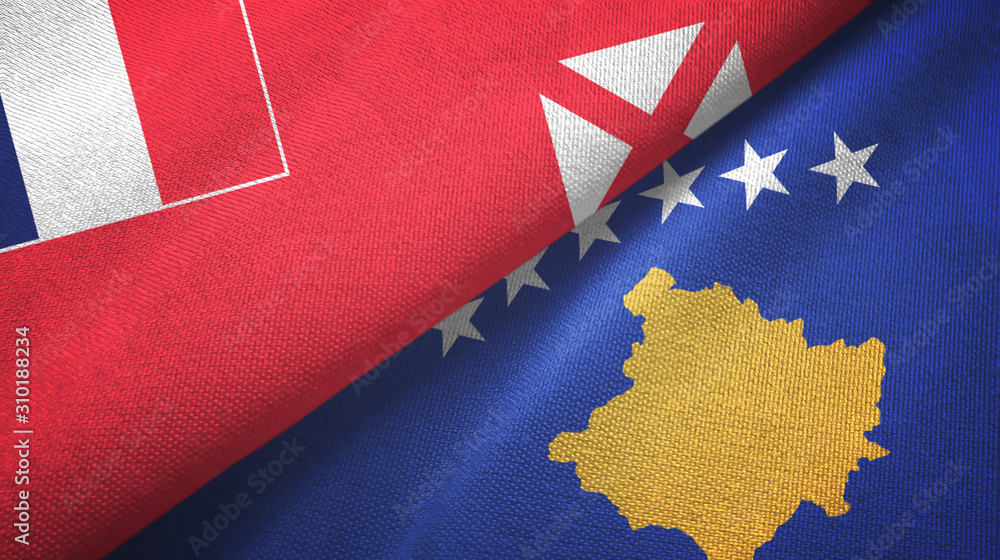 Wallis and Futuna and Kosovo two flags textile cloth, fabric texture Wallis and Futuna and Kosovo two flags textile cloth, fabric texture