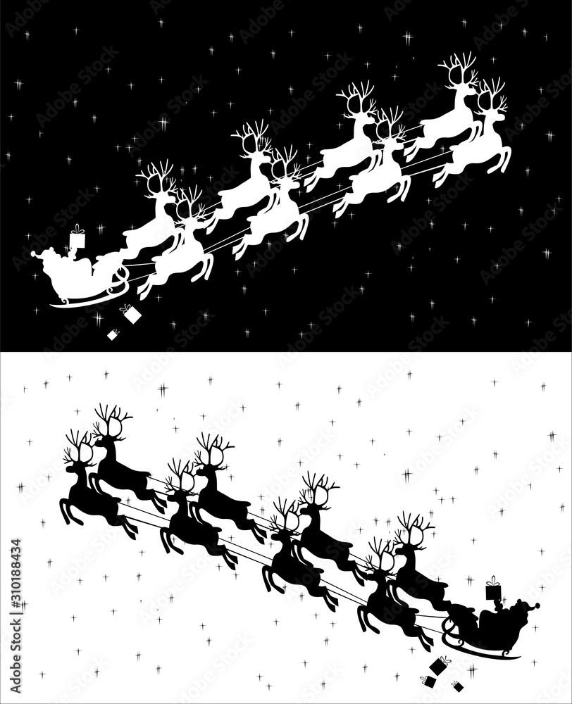 Naklejka premium Santa Claus riding in a sledge