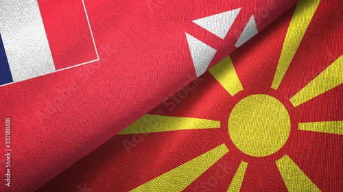 Wallis and Futuna and North Macedonia two flags textile cloth, fabric texture © Oleksii