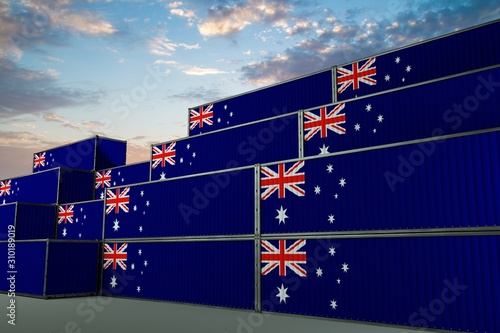 Photography 3D illustration Container with flag of Australia