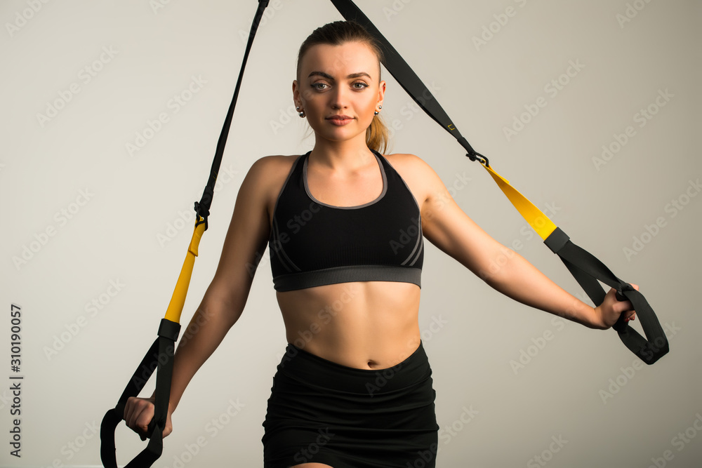Positive young caucasian woman fitness model Positive young caucasian woman fitness model