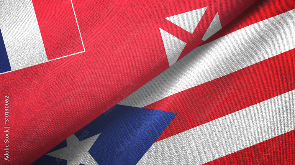 Wallis and Futuna and Puerto Rico two flags textile cloth, fabric texture Wallis and Futuna and Puerto Rico two flags textile cloth, fabric texture
