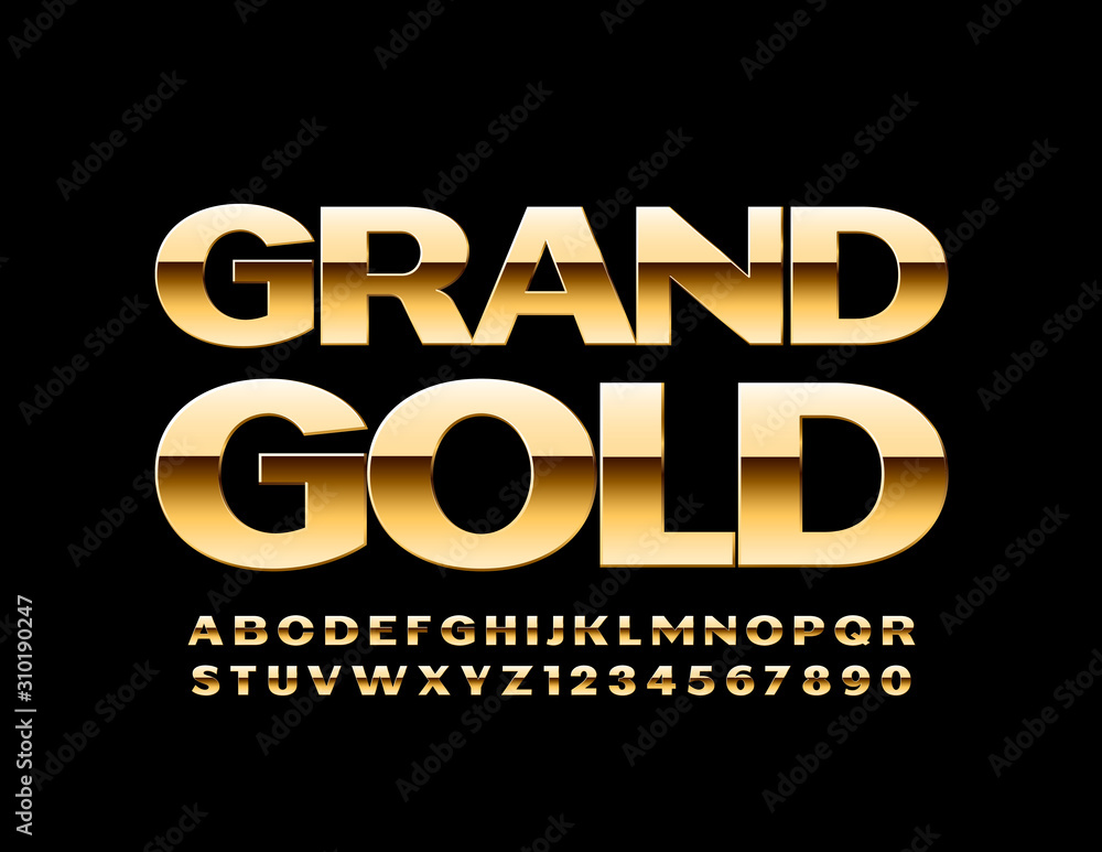 Vector Gold Alphabet Letters and Numbers. Metallic gradient Font. Vector Gold Alphabet Letters and Numbers. Metallic gradient Font.