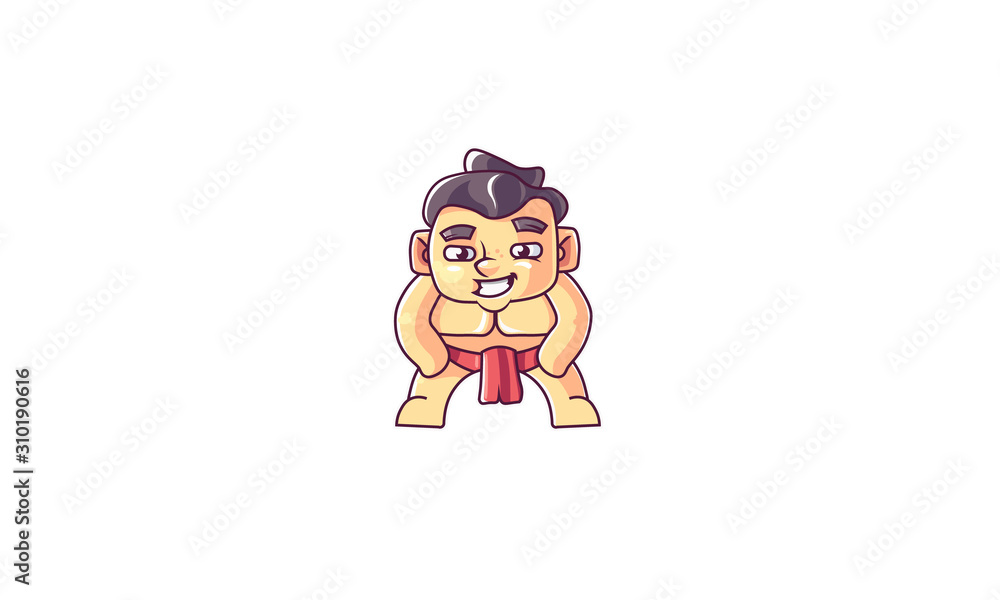 cute, big sumo character, sumo man. legs apart, legs wide apart. - 